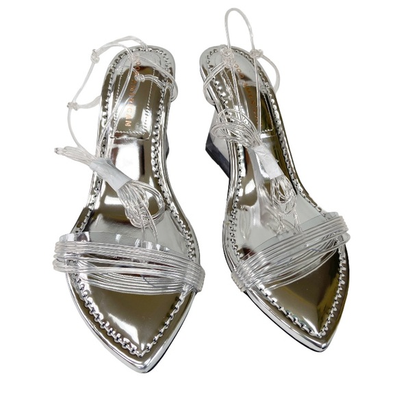 Good AmericanClear Block Heel Clear Straps Sandals Size 5.5 New - Picture 5 of 16